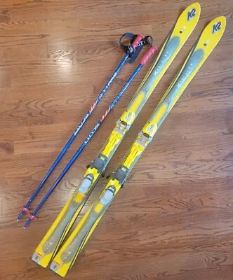 K2 ModX Pro Skis Marker M32 Bindings Scott Ski Poles Included Yellow Gray +Bag • $139