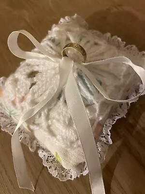 £8 • Buy Handmade Crochet Ring Bearer Cushion Pillow Vintage Style Wedding Unique