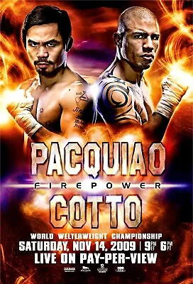 Manny Pacquaio Vs Miguel Cotto Fight Poster | Framed | Boxing | NEW | USA • $19.99