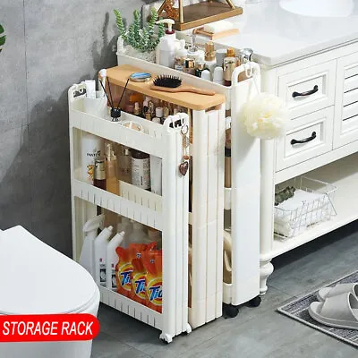 3-Tier Storage Trolley Cart Slim Mobile Storage Shelf Bathroom Kitchen • $58.99