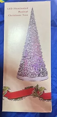 Cracker Barrel  20 In. Silver Lighted LED Musical Christmas Tree.   Works Video • $45