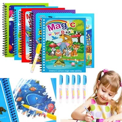 5X Children's Water Magic Painting Colouring Reusable Drawing Book Free Pen Gift • £4.97
