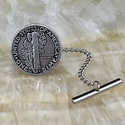 New Tie Tack Lapel Pin Vintage Liberty Dime 90% 900 Silver Collector Coin • $10.99