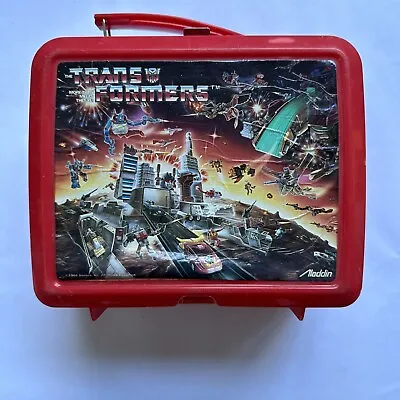 Vintage 1986 Aladdin Transformers Lunch Box Red Plastic - No Thermos • $17.75