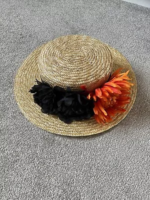 Zara Raffia Hat With Flowers Size M • £15.99