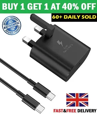 Genuine 25W Super Fast Type C Charger Plug/Cable For Samsung Galaxy S20 S21 S22 • £4.09