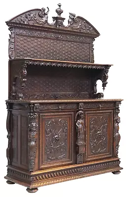 Antique Sideboard French Renaissance Revival  Carved 19th C.  1800s!! • $3999