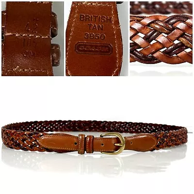 Vintage COACH Brown Belt 3850  British Tan Woven Leather Braid Men's 42 105 Cm • $75