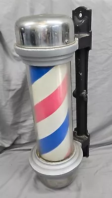 Vintage  Cast Iron Barber Pole Shop Sign - Works Great Lights And Turns!!  • $1249.99