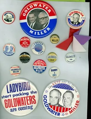 15 Barry Goldwater Presidential Campaign Pinback Buttons LADYBIRD START PACKING • $9.99