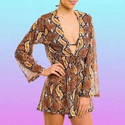 Kiniki Tan Through Kaftan Cover Up Long Sleeved Beach Dress Xl Size 14 16 18 20 • £19.50