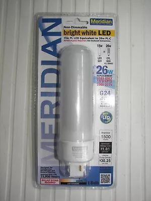 NEW LOT OF 4 Meridian 15 Watt LED Bulb Bright White 4000K G24 Base Non-Dimmable • $11.99