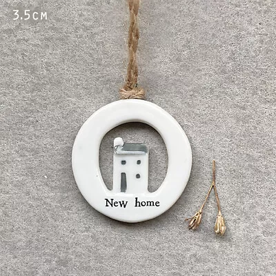 East Of India NEW HOME Mini Porcelain Hanging Cut Out Tag Gift Keepsake • £6.45