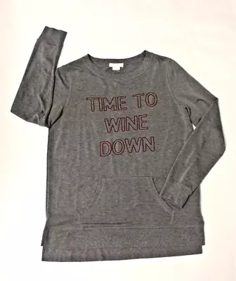  Time To Wine Down  C Wonder Women’s M Embroidered Gray Tunic Pocket Stretch • $15