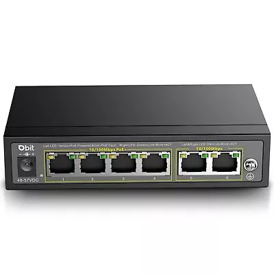 6-Port Ethernet PoE Switch With 4 Ports PoE+ 2 Fast Ethernet Uplink 10/100Mbp... • $52.53