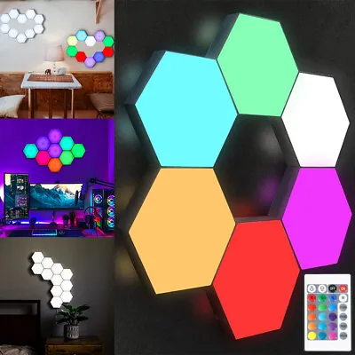 £6.99 • Buy RGB Hexagon LED Wall Lights Honeycomb Gaming Smart Modular Lamp Party Decor USB