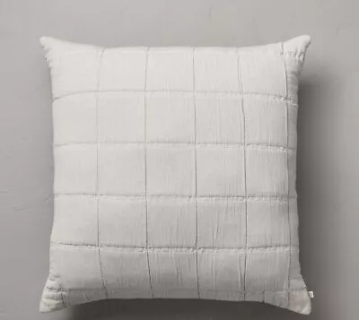 New 26 X26  Grid Lines Matelassé Euro Pillow Light Gray Hearth & Hand W/Magnolia • $28