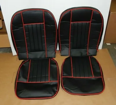 New Front Seat Covers Seat Upholstery For MGB 1963-1968 Black Vinyl W Red Trim • $279.95