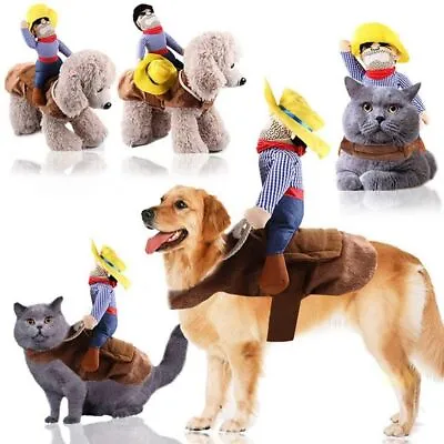 £8.42 • Buy Halloween Dog Costumes Cowboy Rider Dog Clothes Pet Outfit Pet Supplies S-XL