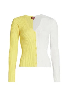 $75 • Buy Staud Shoko Bicolor Cardigan NWT Limoncello Sz XS $145