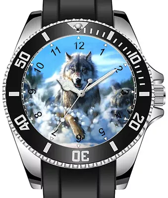 Snowy Fearless Wolf Sporty Unique Stylish Wrist Watch • $107.49