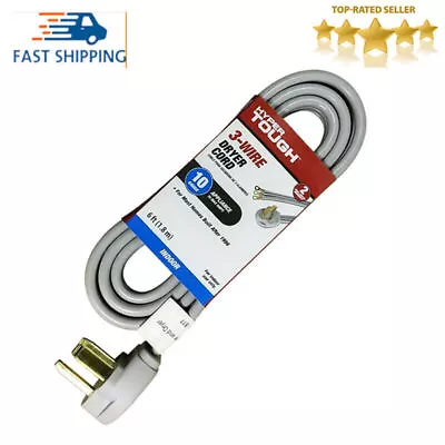 6FT 10AWG 3 Prong Gray Indoor Dryer Appliance Cord 30 Amps Easy Installation US • $20.22