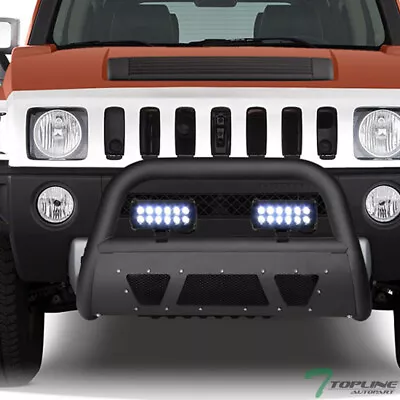 Topline For 05/06-10 Hummer H3 Matte Black Studded Mesh Bull Guard+36W LED Bars • $220