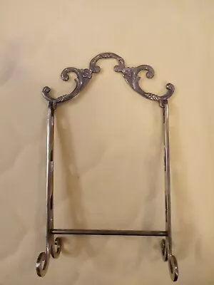 Vintage Ornate Easel Silver Plated Picture Plate Holder Display Stand Scroll 11  • $24.99