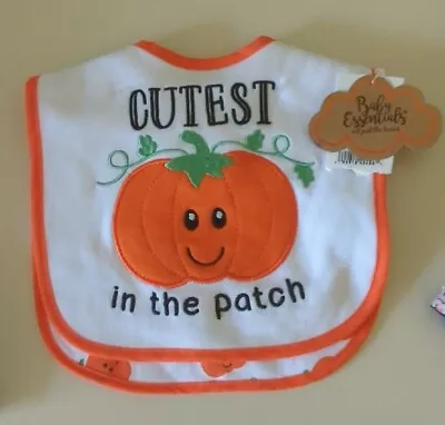 Set Of 2 NWT -BABY ESSENTIALS (Macy's) HALLOWEEN Cotton BIBS - 2 Patterns  • $8.25