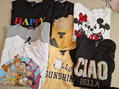 £30 • Buy Womens Casual Tops T Shirts Bundle Size 10 12 Disney Flintstones Plain Colours