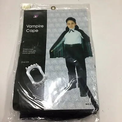 Vampire Black Cape Boys Girls Halloween Costume Teeth Child One Size DIY • $14.99