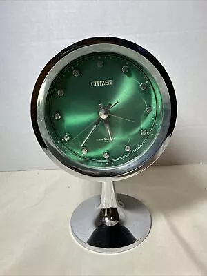 CITIZEN ALARM 2 JEWELS 70's Vintage Spring Type Clock Rare JAPAN Green *Read Dsc • $49.62