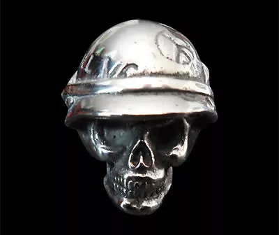 Stainless Ghost Of The Vietnam War Skull Biker Ring Custom Sized War R-198ss  • $40