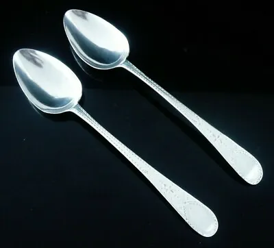 Pair Antique Sterling Silver Dessert Spoons William Chawner London 1832 • £125