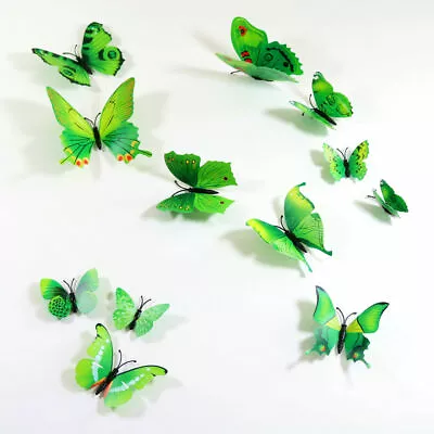 12pcs 3D Butterfly Fridge Magnets Wall Stickers Art Decoration Child Kids Room • £2.49