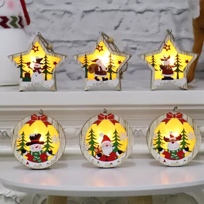 Christmas Decor Wooden Ornament LED Light Santa Claus Deer Cart Luminous Lamp CZ • $10.24