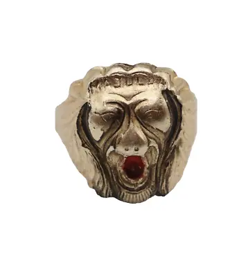 Vintage Cast Metal Gold Tone Adjustable Lions Club Roaring Lion Ring • $24.49