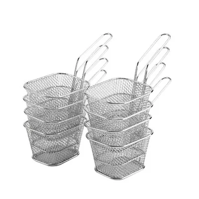 £10.69 • Buy Set Of 8 Stainless Steel Mini Chip Serving Basket Snack Food Fries Baskets