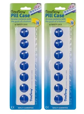 VitaCarry Push Button Pill Organizer With Safety Lock 7 Day  2 PACK • $12.99