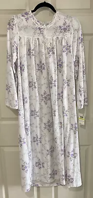 Miss Elaine Size Medium White And Purple Floral Night Gown • $28.89