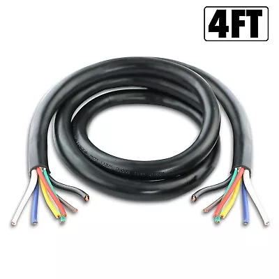 4 FT 7 Way Trailer Cord Wire Harness Light Plug Connector Molded RV (Cable ONLY) • $12.99