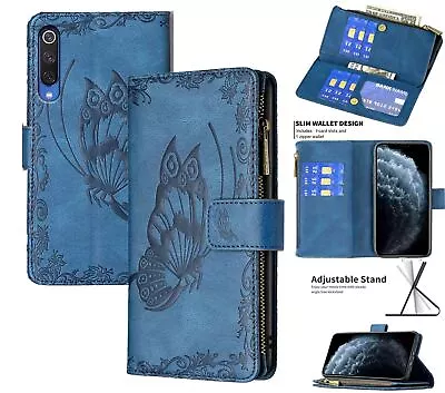 Xiaomi Mi9 Se Suede Wallet Butterfly Emobssed 9 Card Zip Pocket • $13.50