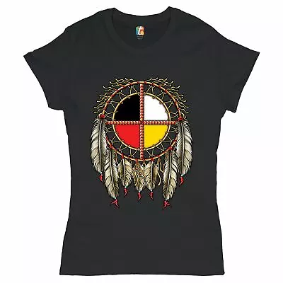 The Medicine Wheel Dreamcatcher T-Shirt Native American Symbol Women's Tee • $15.59