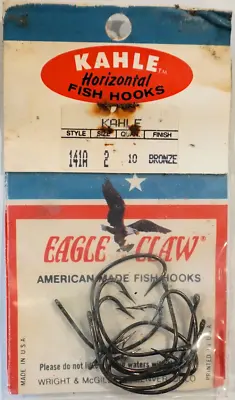 Eagle Claw Vintage Kahle Hooks Size 2 Bronze Lot Of 12 Packs Style 141A • $19.99