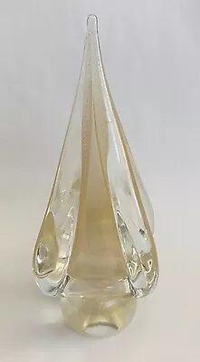 Murano Italy Aventurine Gold & Clear Christmas Tree Studio Art Glass AS IS • $35