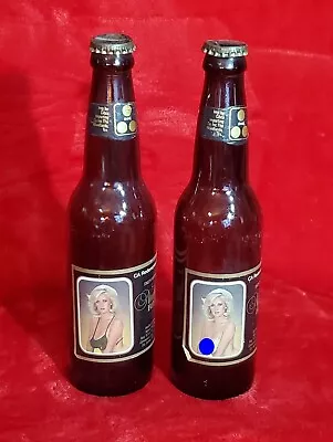 Nude Beer Bottles (2) Vintage One Unscratched Label Both With Caps Mexico Empty • $9.99