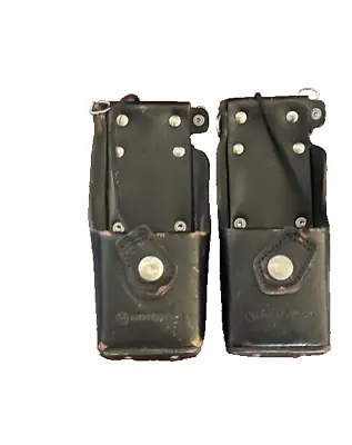 Motorola Hard Leather Radio Case Holder Holster With Belt Holder-lot Of 2 • $28.99