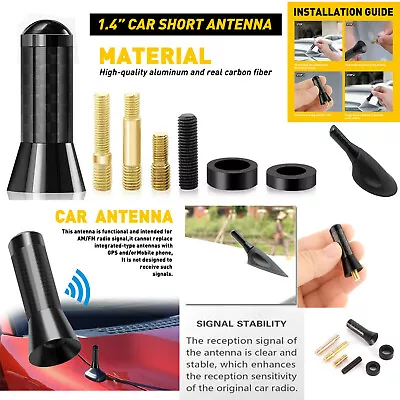 £3.36 • Buy Car Bee-sting Stubby Antenna Radio Signal Aerial Ariel Mast Black Carbon Fibre