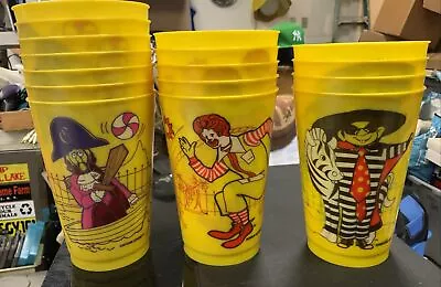 1978 Yellow Plastic Cups McDonalds Captain Ronald Hamburglar Tumbler Lot Of 16 • $29.99