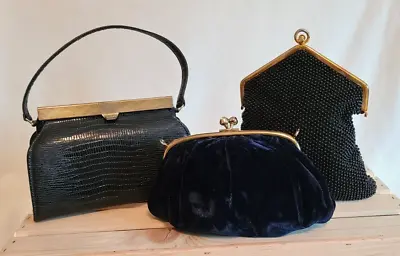 Vintage Meyers Made In USA Hard Shell Faux Lizard Handbag + 2 More! • $50